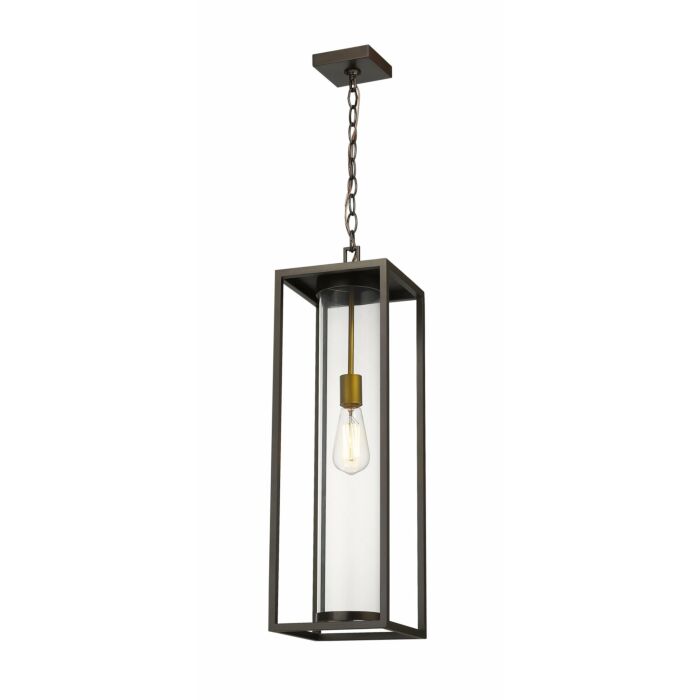 Z Lite Dunbroch 1 Light Outdoor Chain Mount Ceiling Fixture Light In Deep Bronze With Outdoor Brass