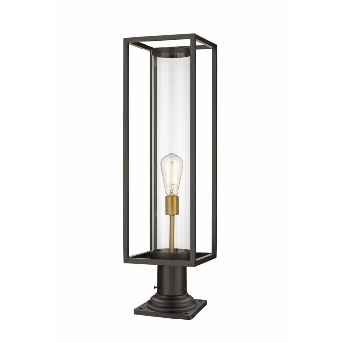Z Lite Dunbroch 1 Light Outdoor Pier Mounted Fixture Light In Deep Bronze With Outdoor Brass