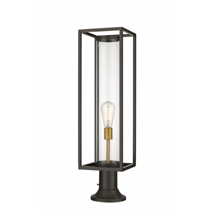 Z Lite Dunbroch 1 Light Outdoor Pier Mounted Fixture Light In Deep Bronze With Outdoor Brass
