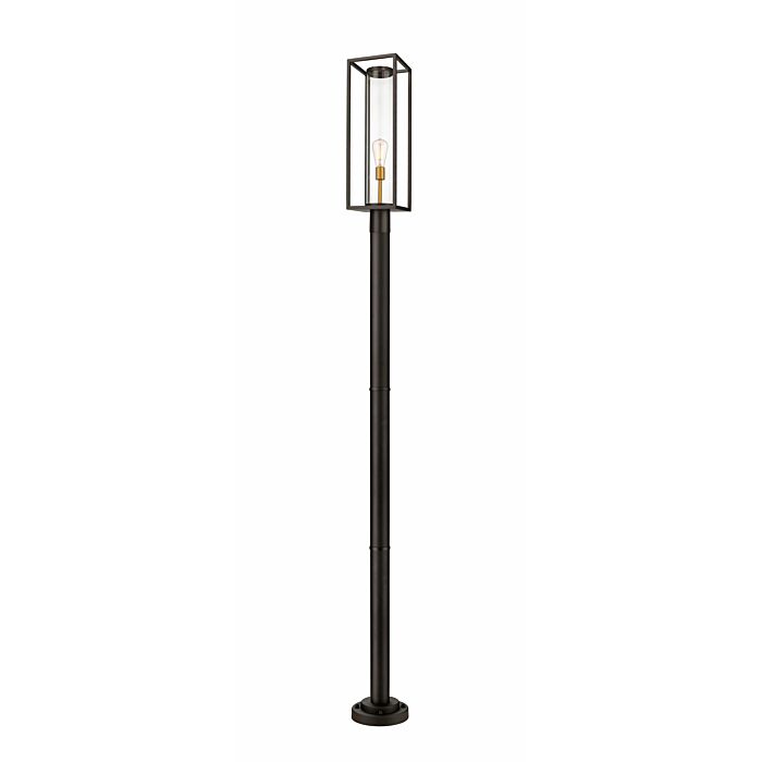 Z Lite Dunbroch 1 Light Outdoor Post Mounted Fixture Light In Deep Bronze With Outdoor Brass