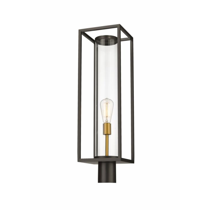 Z Lite Dunbroch 1 Light Outdoor Post Mount Fixture Light In Deep Bronze With Outdoor Brass