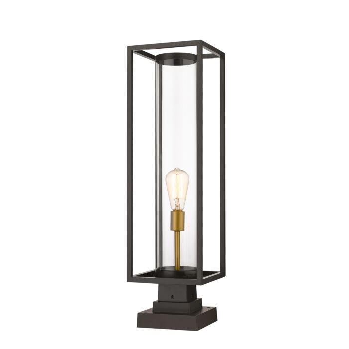 Z Lite Dunbroch 1 Light Outdoor Pier Mounted Fixture Light In Deep Bronze With Outdoor Brass