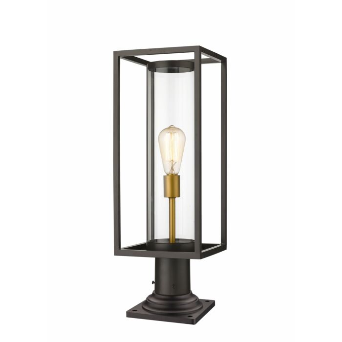 Z Lite Dunbroch 1 Light Outdoor Pier Mounted Fixture Light In Deep Bronze With Outdoor Brass