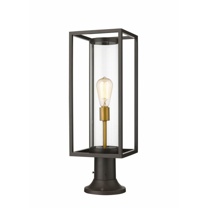 Z Lite Dunbroch 1 Light Outdoor Pier Mounted Fixture Light In Deep Bronze With Outdoor Brass