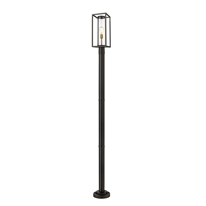 Z Lite Dunbroch 1 Light Outdoor Post Mounted Fixture Light In Deep Bronze With Outdoor Brass