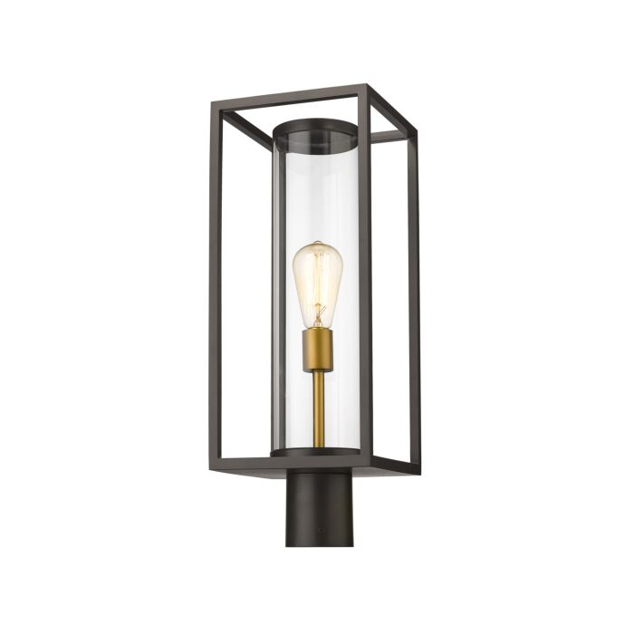 Z Lite Dunbroch 1 Light Outdoor Post Mount Fixture Light In Deep Bronze With Outdoor Brass
