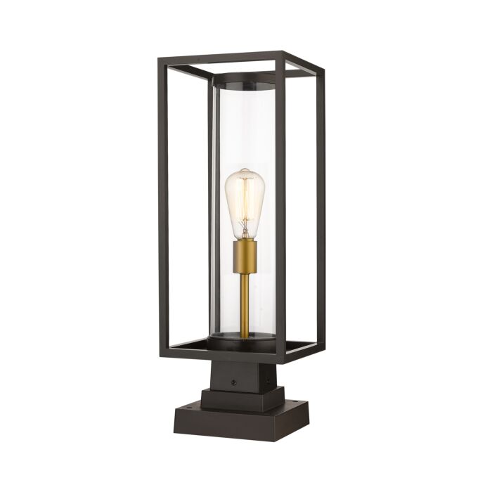 Z Lite Dunbroch 1 Light Outdoor Pier Mounted Fixture Light In Deep Bronze With Outdoor Brass
