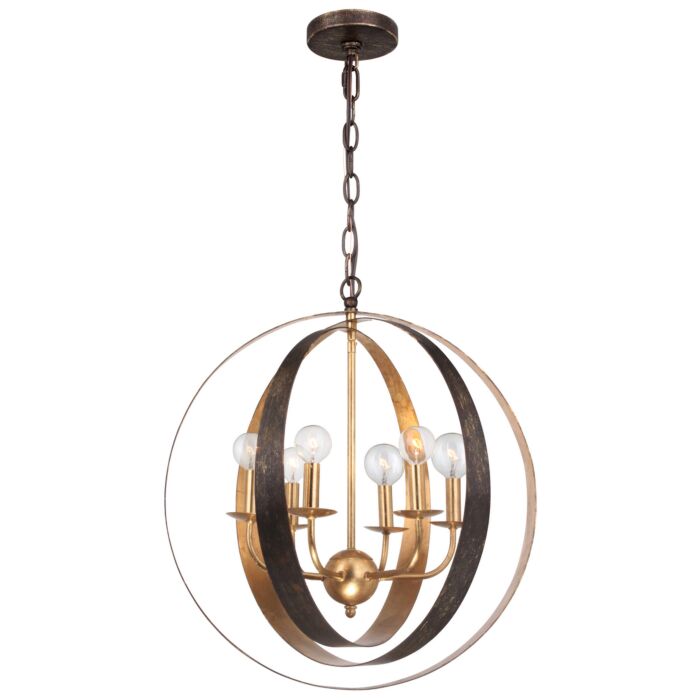 Crystorama Luna 6 Light 23 Inch Chandelier in English Bronze And Antique Gold