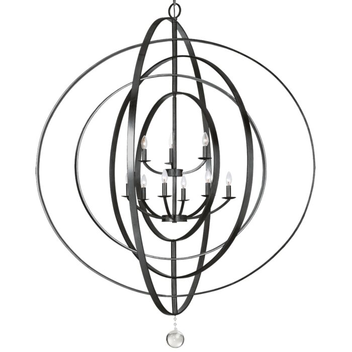Crystorama Luna 9 Light 51 Inch Chandelier in Matte Black