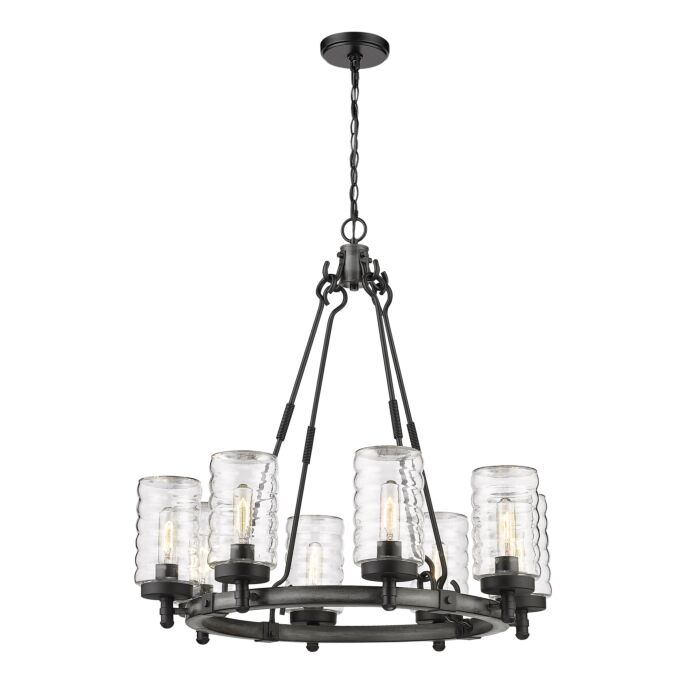 Z Lite Tahoe 8 Light Outdoor Pendant Light In Ashen Barnboard