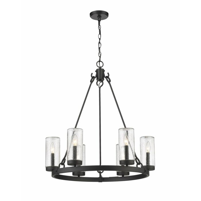 Z Lite Marlow 6 Light Outdoor Pendant Light In Matte Black