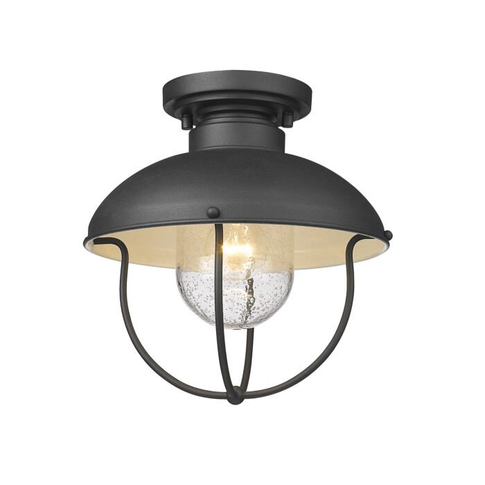 Z Lite Ansel 1 Light Outdoor Flush Ceiling Mount Fixture Ceiling Light In Black