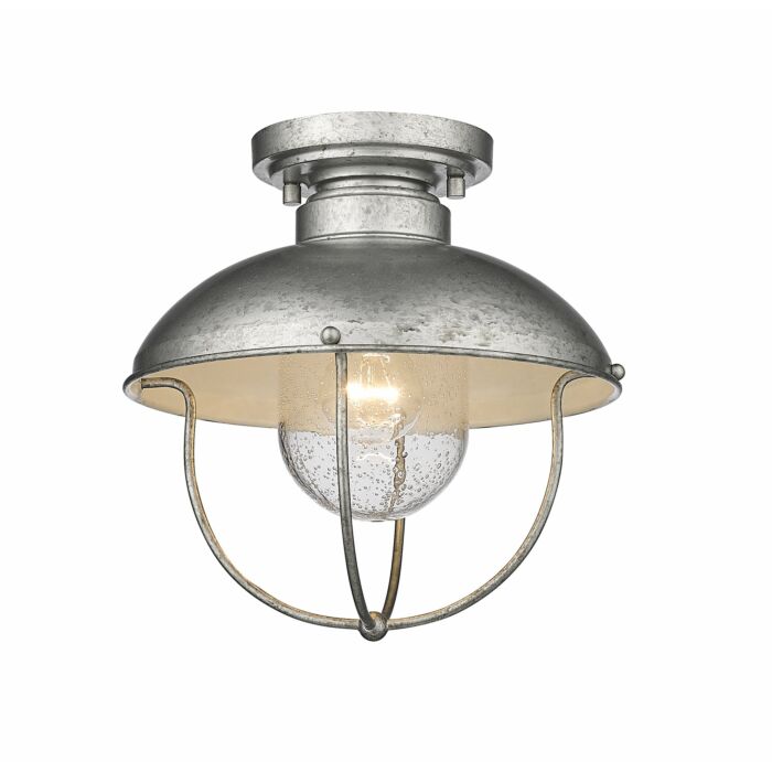 Z Lite Ansel 1 Light Outdoor Flush Ceiling Mount Fixture Ceiling Light In Galvanized
