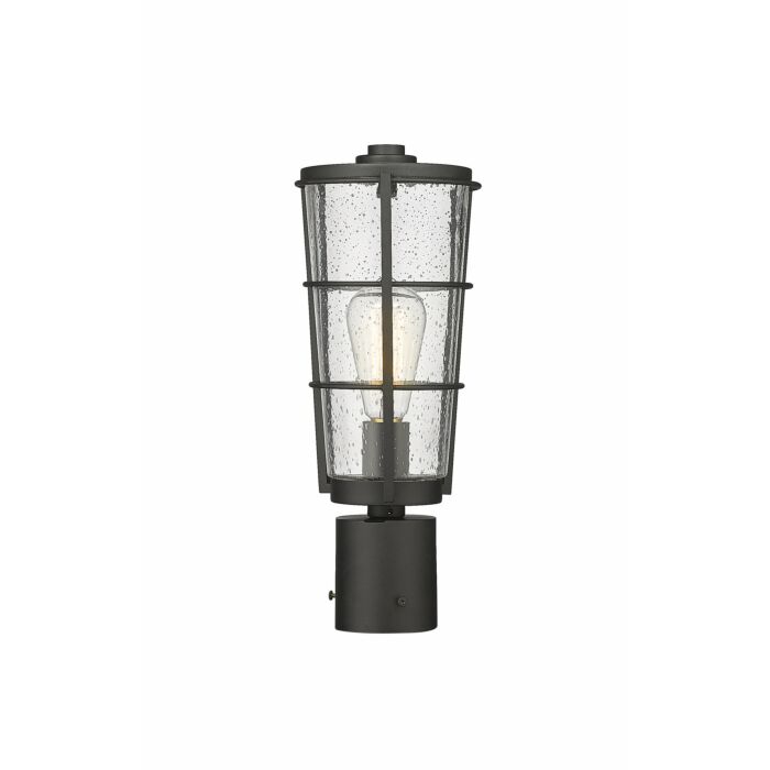 Z Lite Helix 1 Light Outdoor Post Mount Fixture Light In Black