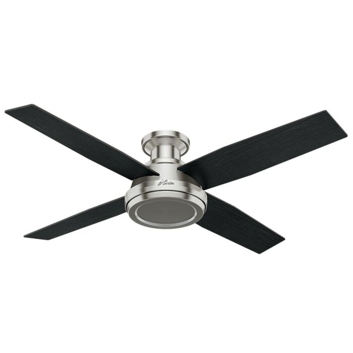 Hunter Dempsey 52 Inch Indoor Flush Mount Ceiling Fan in Brushed Nickel