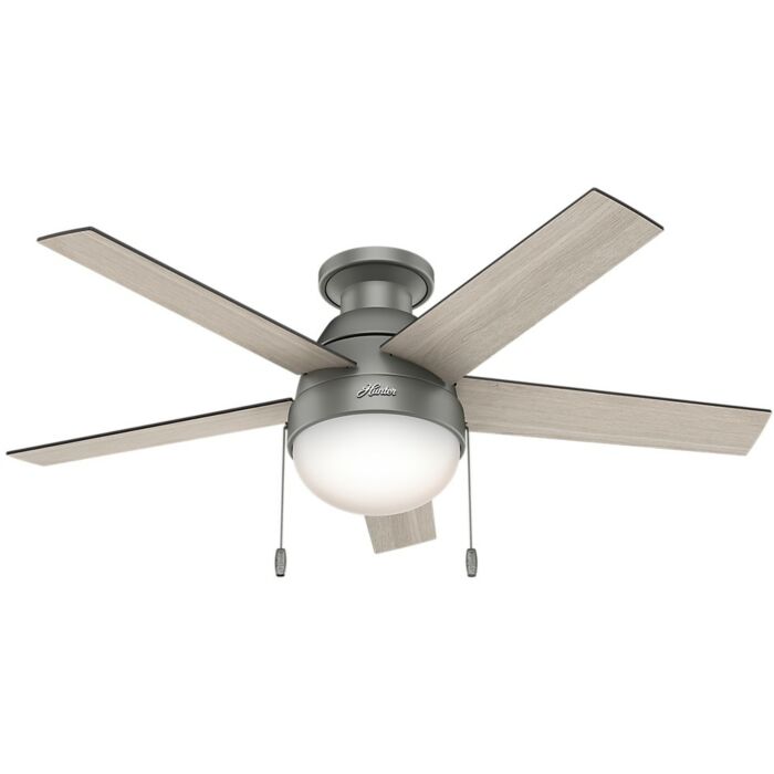 Hunter Anslee 2 Light 46 Inch Flush Mount Ceiling Fan in Matte Silver