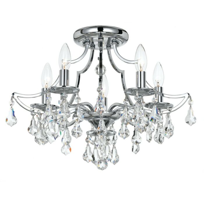 Crystorama Cedar 5 Light 19 Inch Ceiling Light in Polished Chrome with Clear Hand Cut Crystals
