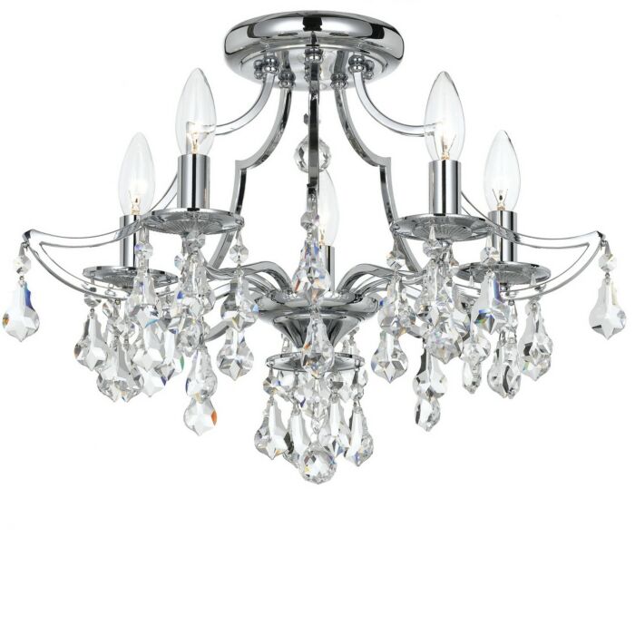Crystorama Cedar 5 Light 19 Inch Ceiling Light in Polished Chrome with Clear Swarovski Strass Crystals