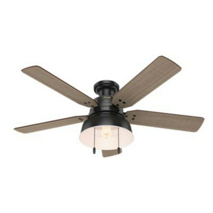 Hunter Mill Valley 52 Inch Indoor/Outdoor Flush Mount Ceiling Fan in Matte Black