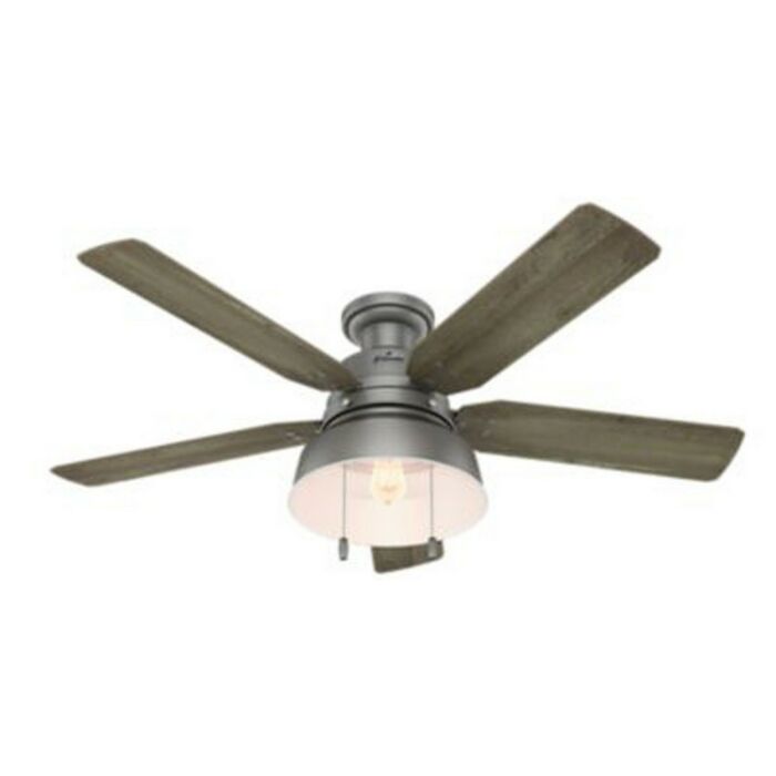 Hunter Mill Valley 52 Inch Indoor/Outdoor Flush Mount Ceiling Fan in Matte Silver