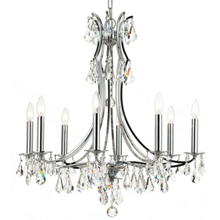 Crystorama Cedar 8 Light 27 Inch Traditional Chandelier in Polished Chrome with Clear Hand Cut Crystals