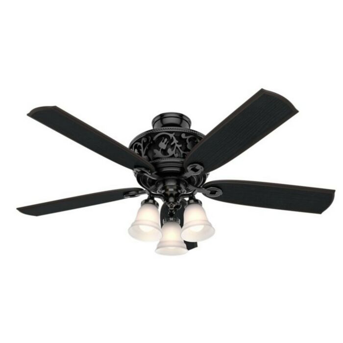 Hunter Promenade 3 Light 54 Inch Indoor Ceiling Fan in Gloss Black