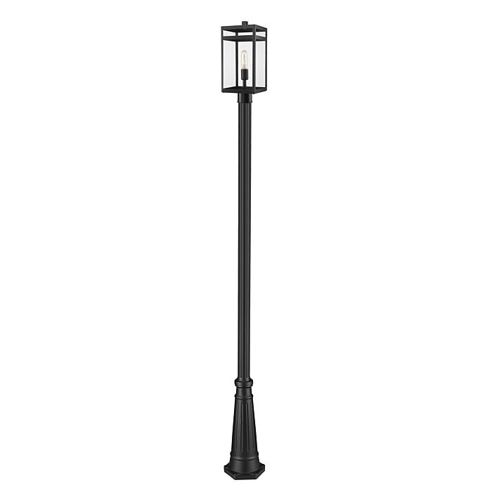 Z Lite Nuri 1 Light Outdoor Post Mounted Fixture Light In Black
