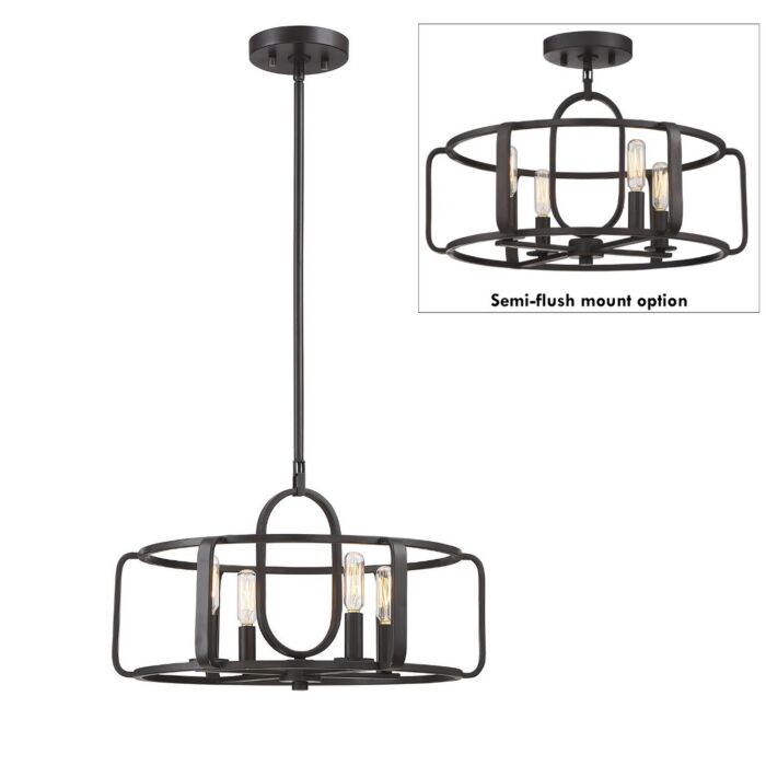 Savoy House Santina 4 Light Convertible Semi Flush or Pendant in English Bronze