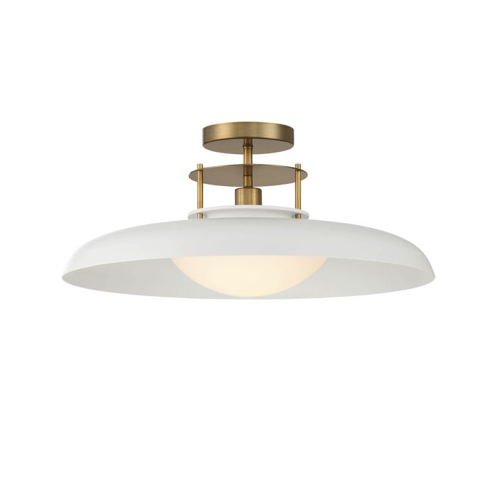 Savoy House Gavin 1 Light Ceiling Light in White with Warm Brass Accents