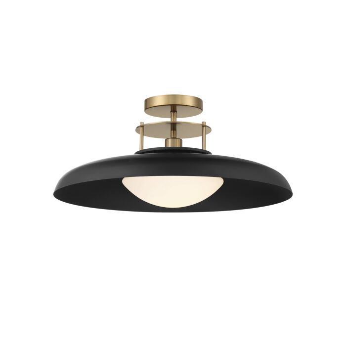 Savoy House Gavin 1 Light Ceiling Light in Matte Black with Warm Brass Accents