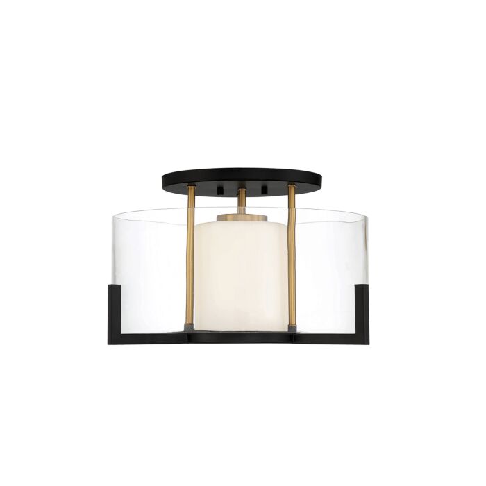 Savoy House Eaton 1 Light Ceiling Light in Matte Black with Warm Brass Accents