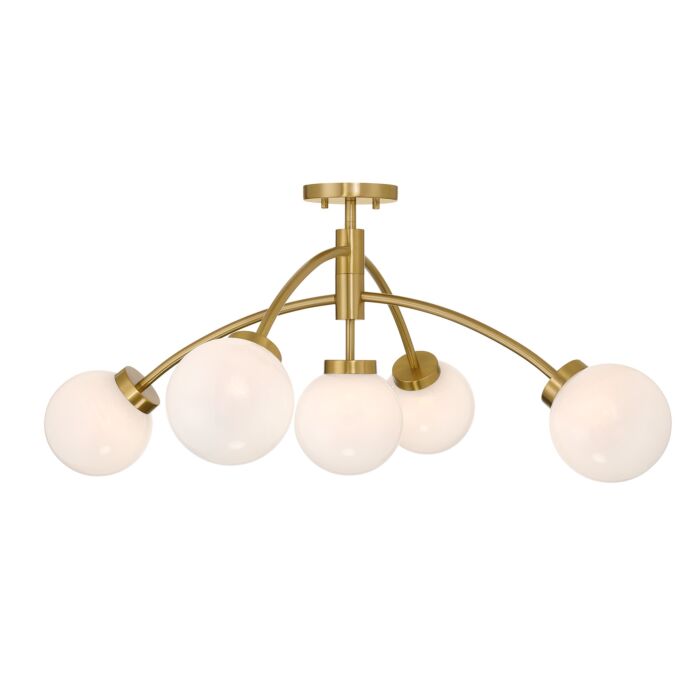 Redfield 5-Light Convertible Semi-Flush or Pendant in Warm Brass