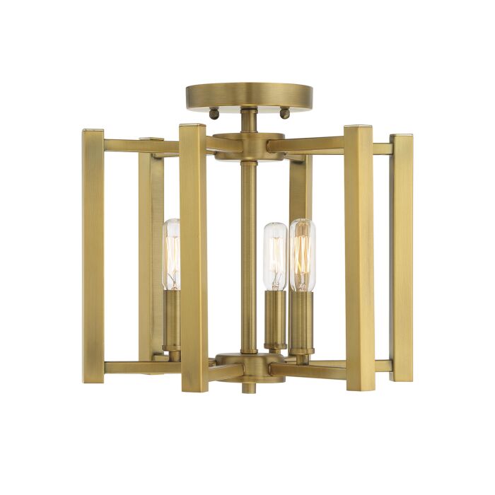 Savoy House Benson 3 Light Ceiling Light in Warm Brass