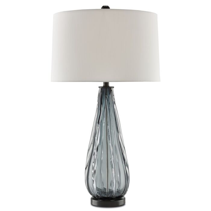 Currey & Company 33 Inch Nightcap Table Lamp in Blue Gray, Clear and Black