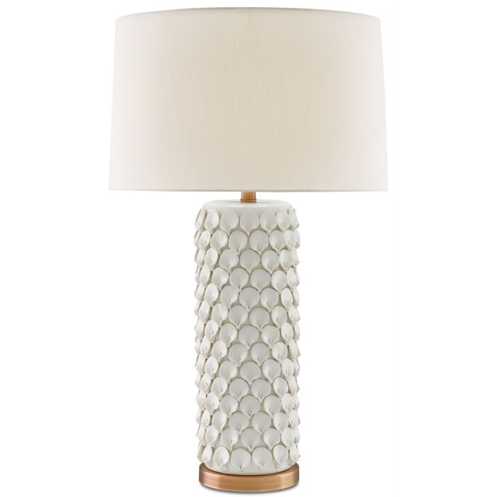 Currey & Company 31 Inch Calla Lily Table Lamp in Cream and Antique Brass