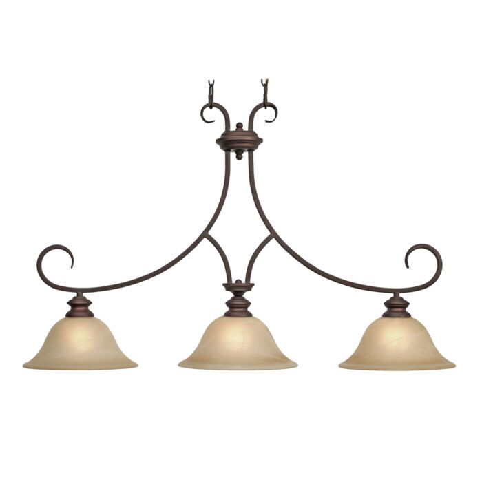 Golden Lancaster 3 Light 22 Inch Pendant Light in Rubbed Bronze