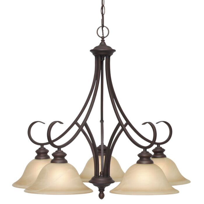 Golden Lancaster 5 Light Chandelier in Rubbed Bronze