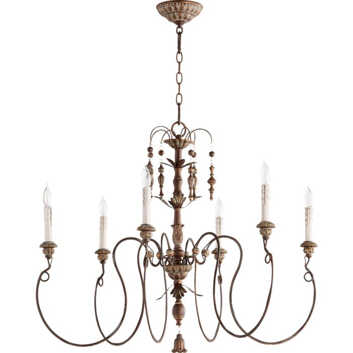 Quorum Salento 6 Light 28 Inch Transitional Chandelier in Vintage Copper