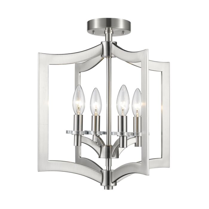 Z Lite Zander 4 Light Semi Flush Mount Ceiling Light In Brushed Nickel