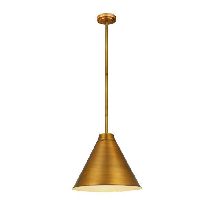 Z Lite Eaton 1 Light Pendant Light In Rubbed Brass