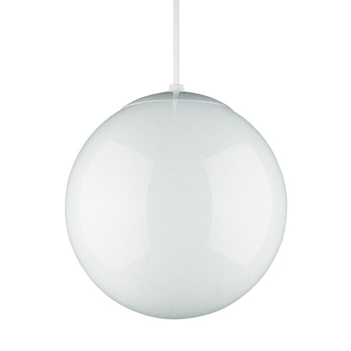 Sea Gull Leo Hanging White Globe Pendant Light in White