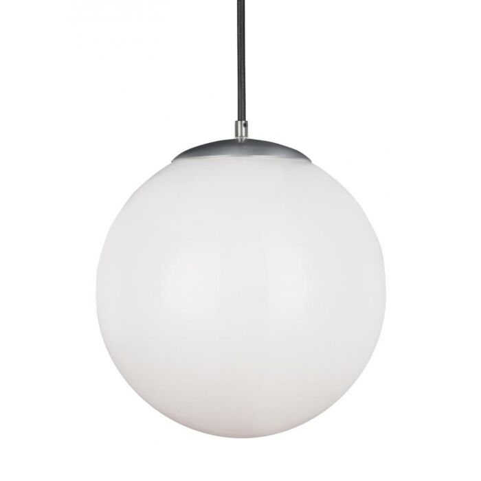 Sea Gull Leo   Hanging Globe 15 Inch Pendant Light in Satin Aluminum