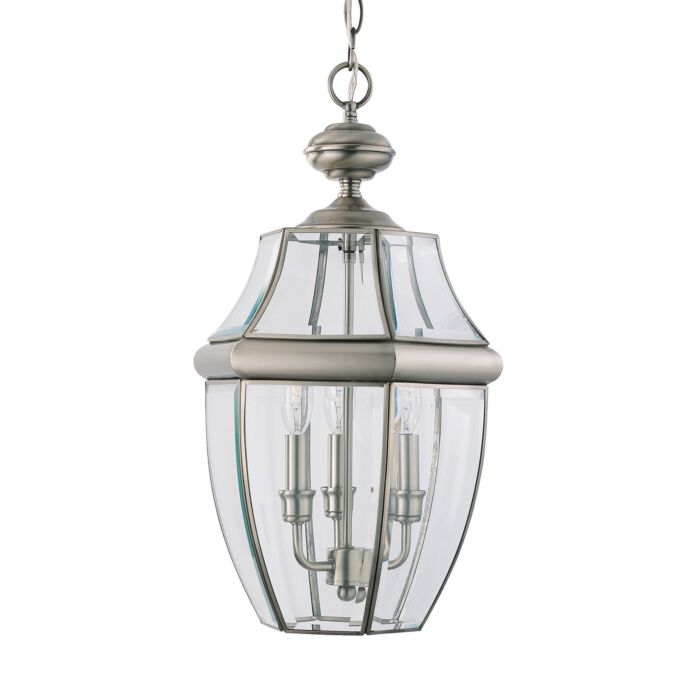 Sea Gull Lancaster 3 Light Outdoor Hanging Light in Antique Brushed Nickel