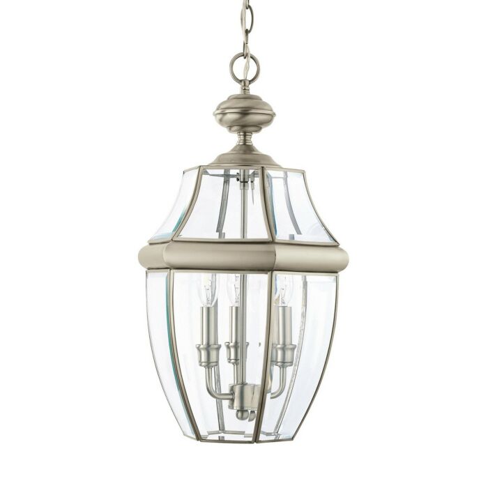 Sea Gull Lancaster 3 Light Outdoor Hanging Light in Antique Brushed Nickel