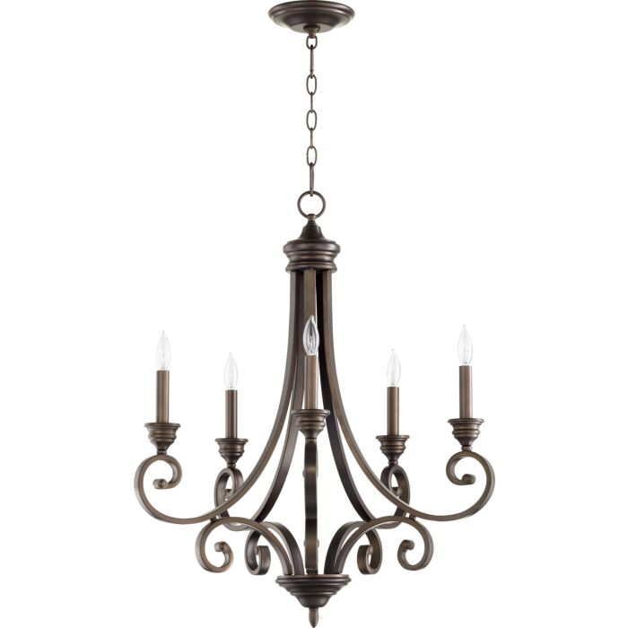 Quorum Bryant 5 Light 30 Inch Transitional Chandelier in Oiled Bronze