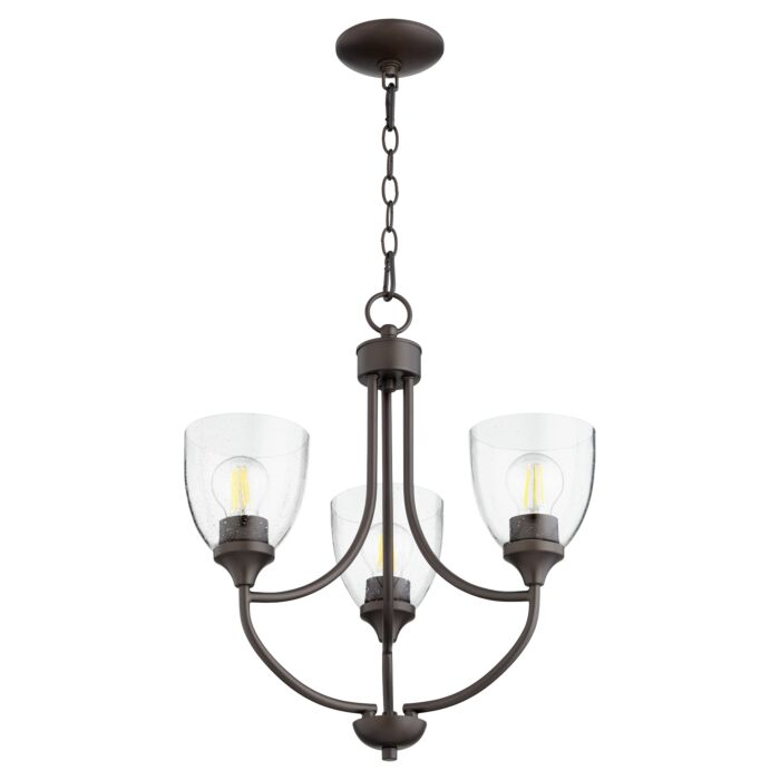 Quorum Enclave 3 Light 21 Inch Transitional Chandelier in Oiled Bronze with