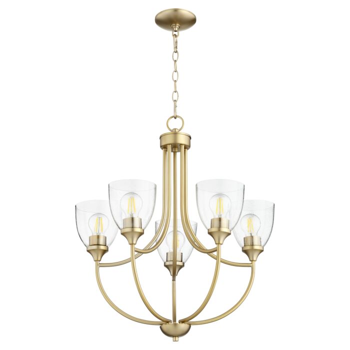 Quorum Enclave 5 Light 25 Inch Transitional Chandelier in Aged Brass with