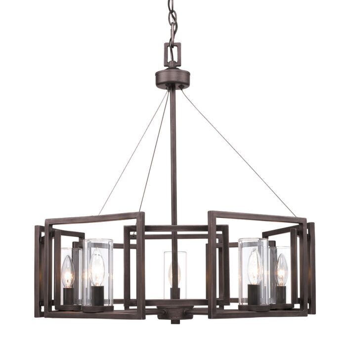 Golden Marco 5 Light Chandelier in Gunmetal Bronze