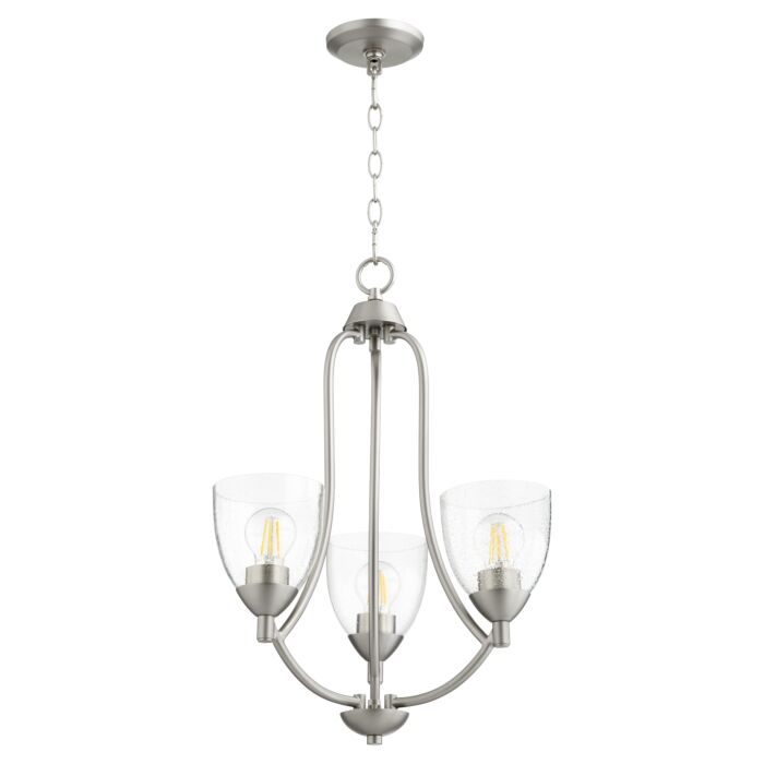 Quorum Barkley 3 Light 24 Inch Transitional Chandelier in Satin Nickel with
