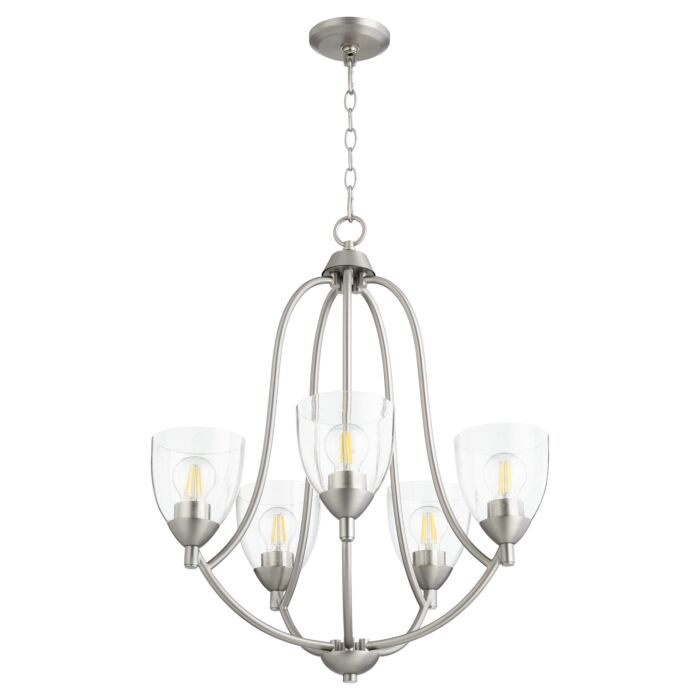 Quorum Barkley 5 Light 27 Inch Transitional Chandelier in Satin Nickel with